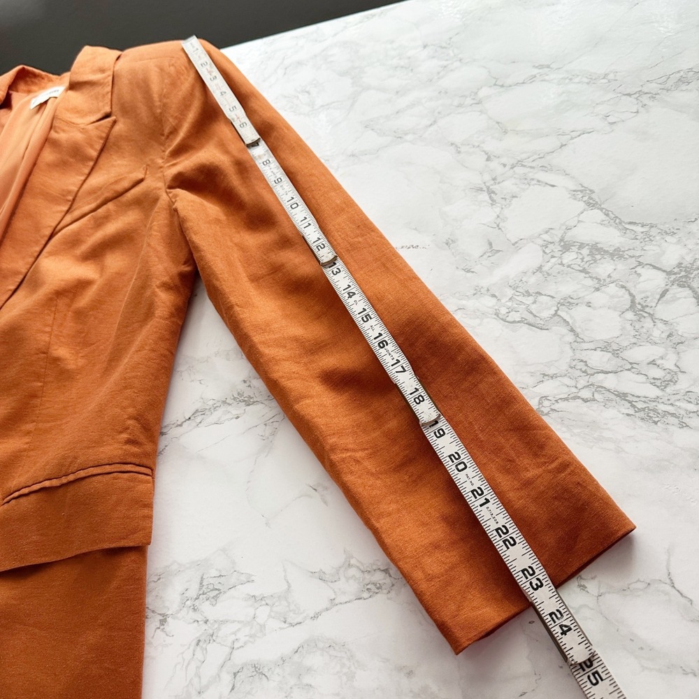 Open Edit Linen Burnt Orange Single Button Oversize Blazer Women's Size Small - Picture 12 of 13